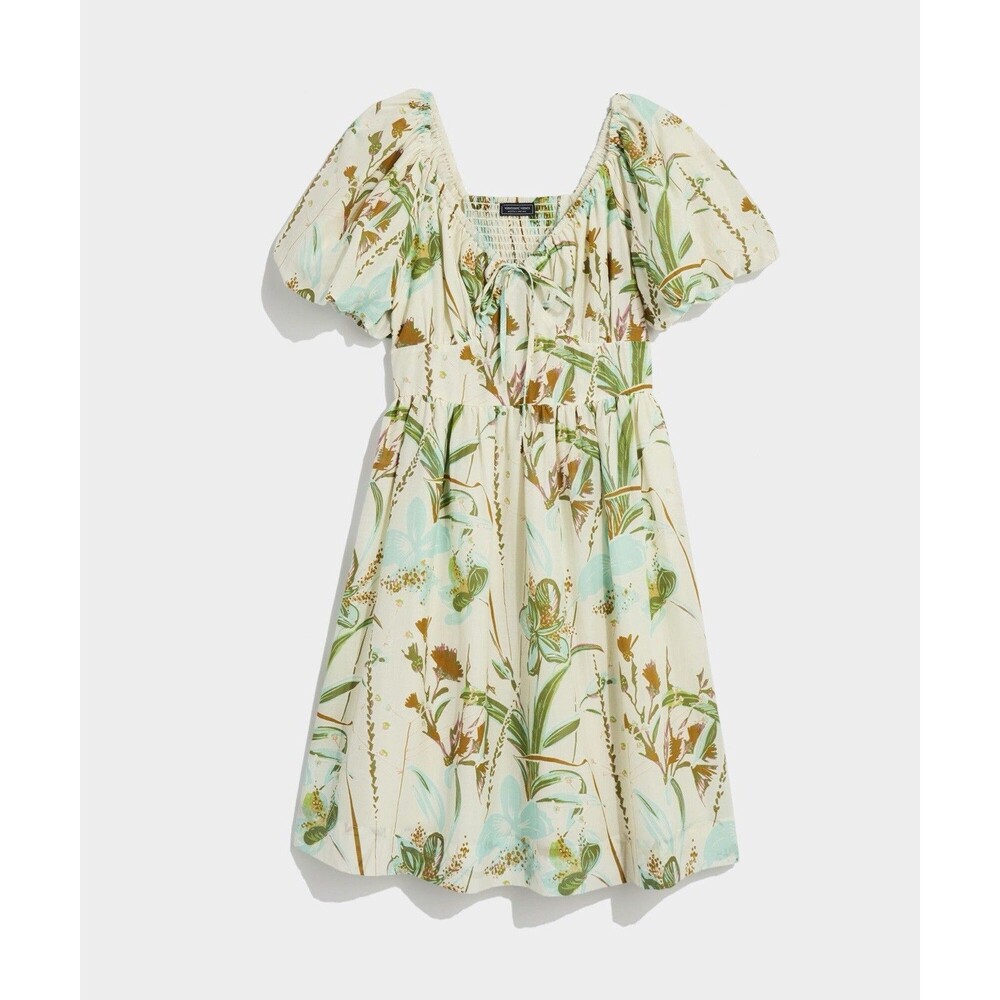 Vineyard Vines Wild Floral Puff Sleeve Dress Size XL Preppy Southern Summer